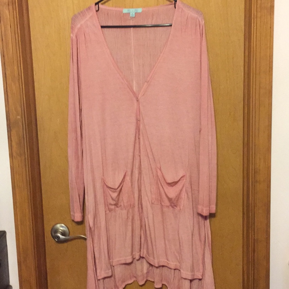 SHE SKY  Pocket Cardigan Size L Salmon Color